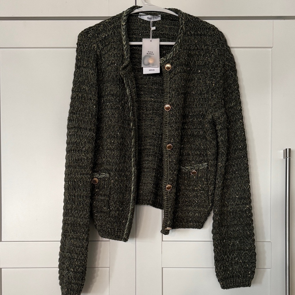Mango Olive Knit Blazer